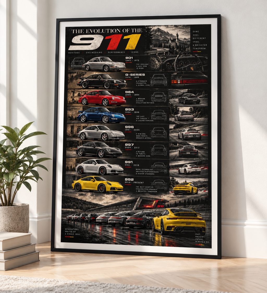 Porsche 911 Generations Poster