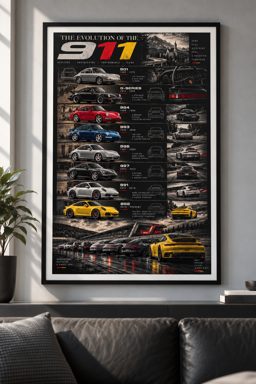 Porsche 911 Generations Poster