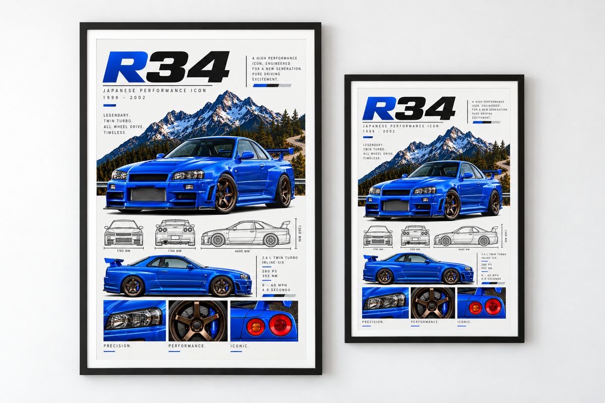 Nissan Skyline GT-R R34 Poster